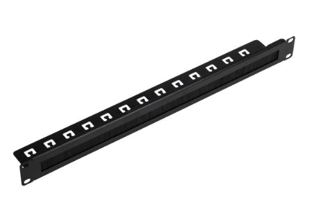 Navepoint 1U Rack Mount Cable Management Panel with Tidy Brush Slot for Cable Entry for 19-Inch Rack Or Cabinet Black
